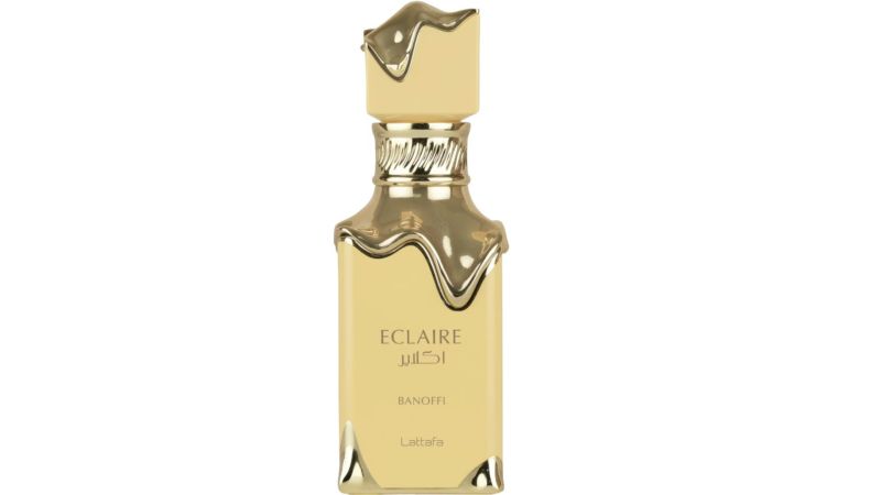 Парфюм Lattafa Eclaire Banoffi 100ml – елегантен флакон в златисто-кафяви нюанси, символ на гурме сладост и чувственост.