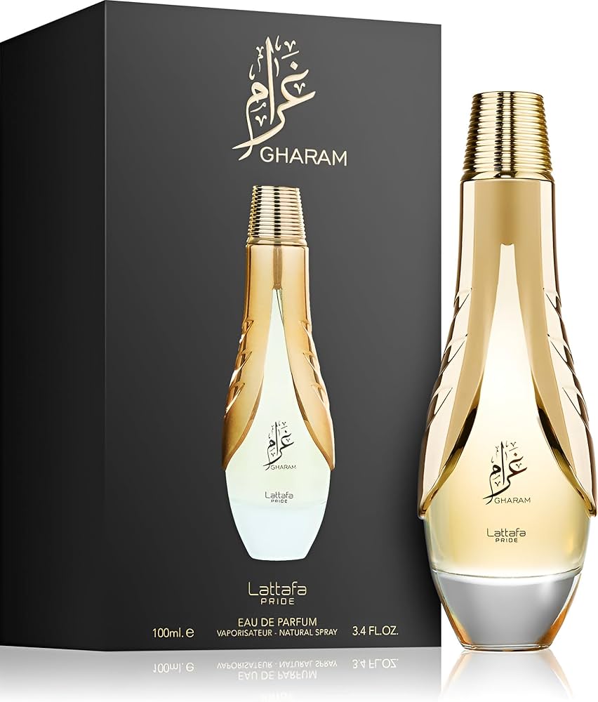 Lattafa Pride Gharam EDP в луксозна опаковка, арабски парфюм с жасмин, портокалов цвят и топли нотки на амбра.