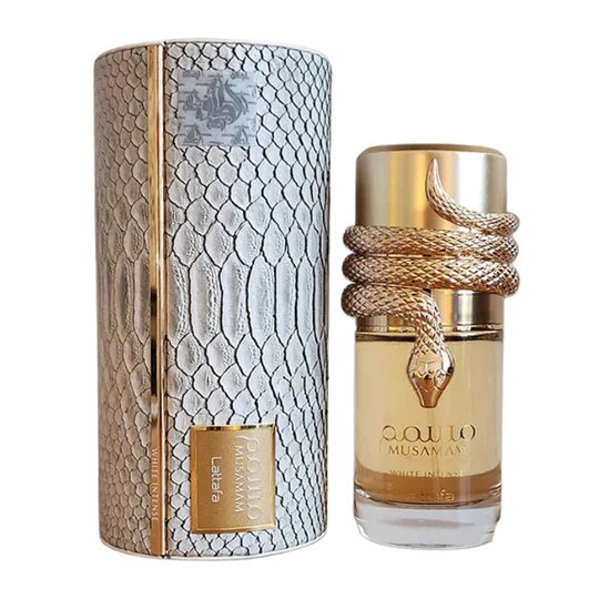 Lattafa Musamam White Intense дамски парфюм в стилна опаковка с елегантен дизайн.
