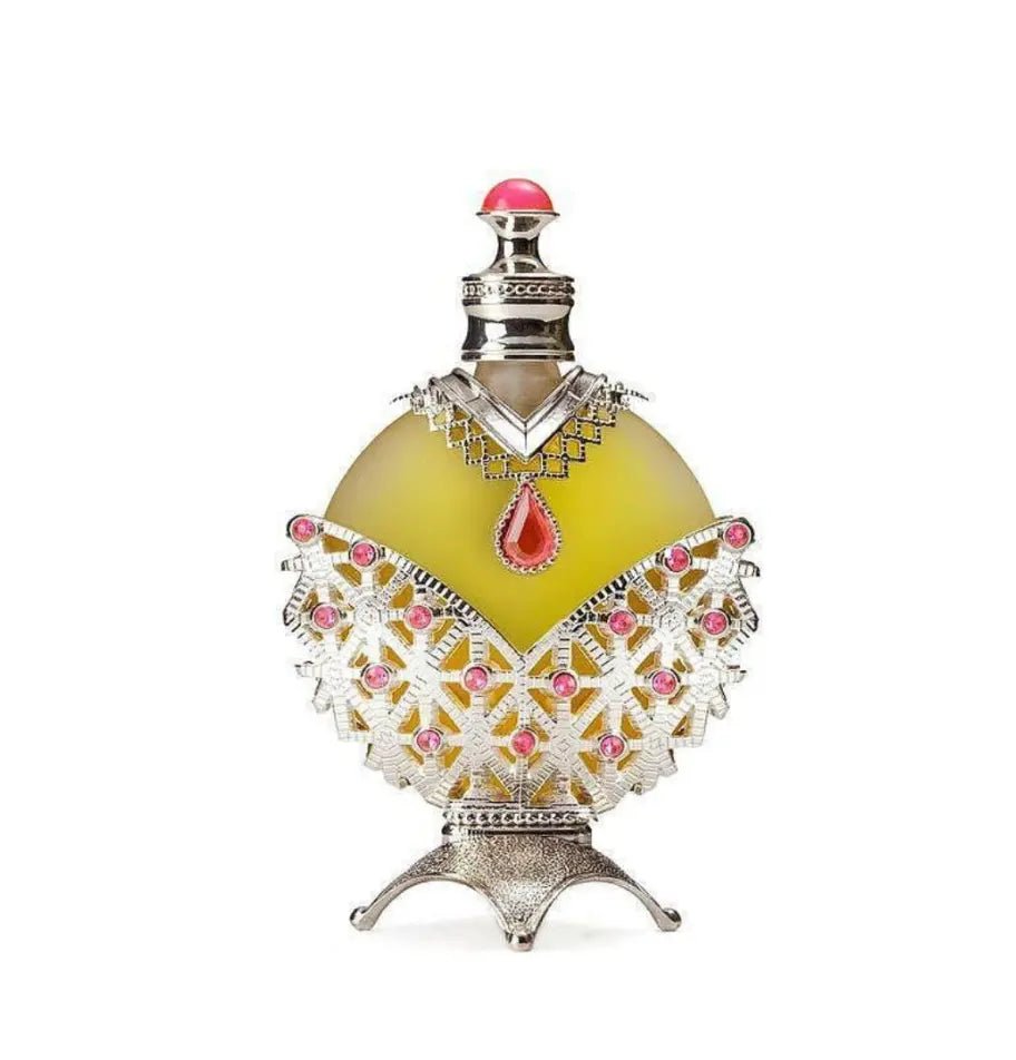 Стилна бутилка за парфюм Hareem Sultan Silver, изработена от сребро с елегантен дизайн и изискано аромато масло.