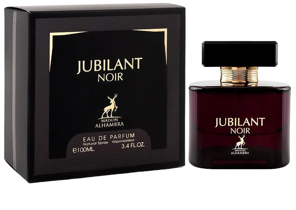 Флакон на Maison Alhambra Jubilant Noir EDP W 100 ml – дамски парфюм в елегантен черен дизайн.