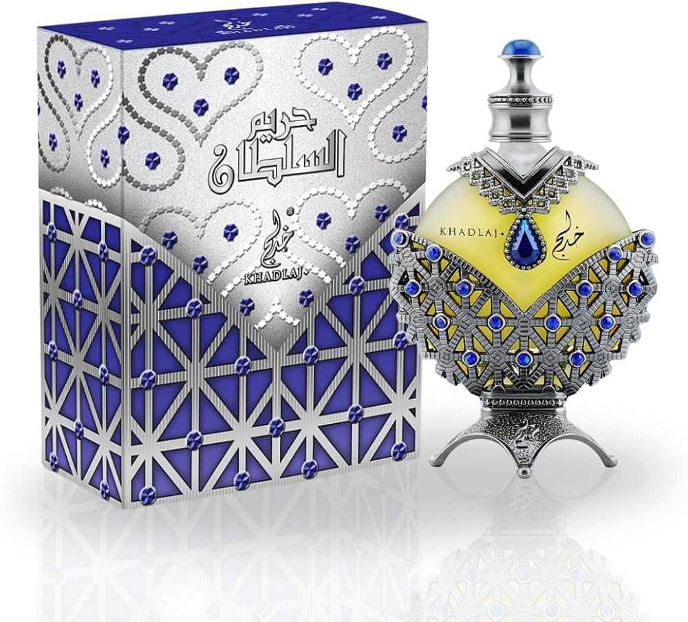 Khadlaj Hareem Al Sultan Blue - уникално арабско парфюмно масло с луксозна опаковка и елегантен дизайн.