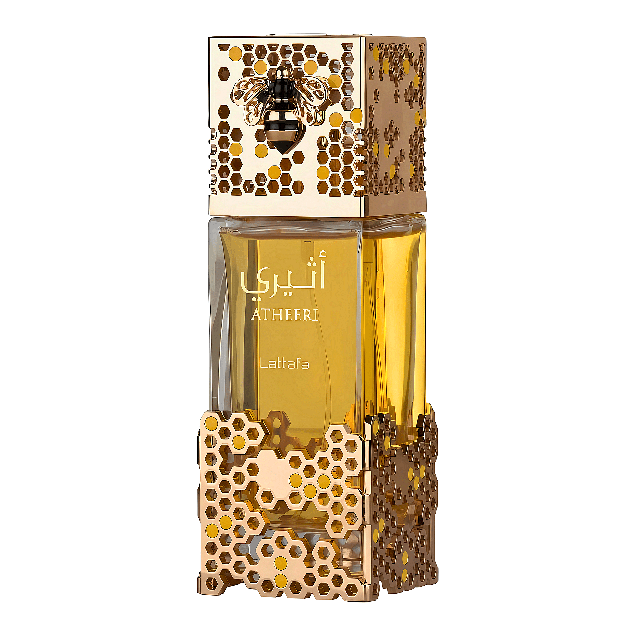 Парфюм Lattafa Atheeri Eau de Parfum 100 мл – унисекс аромат с ориенталска дървесна композиция и луксозна златисто-кафява опаковка.