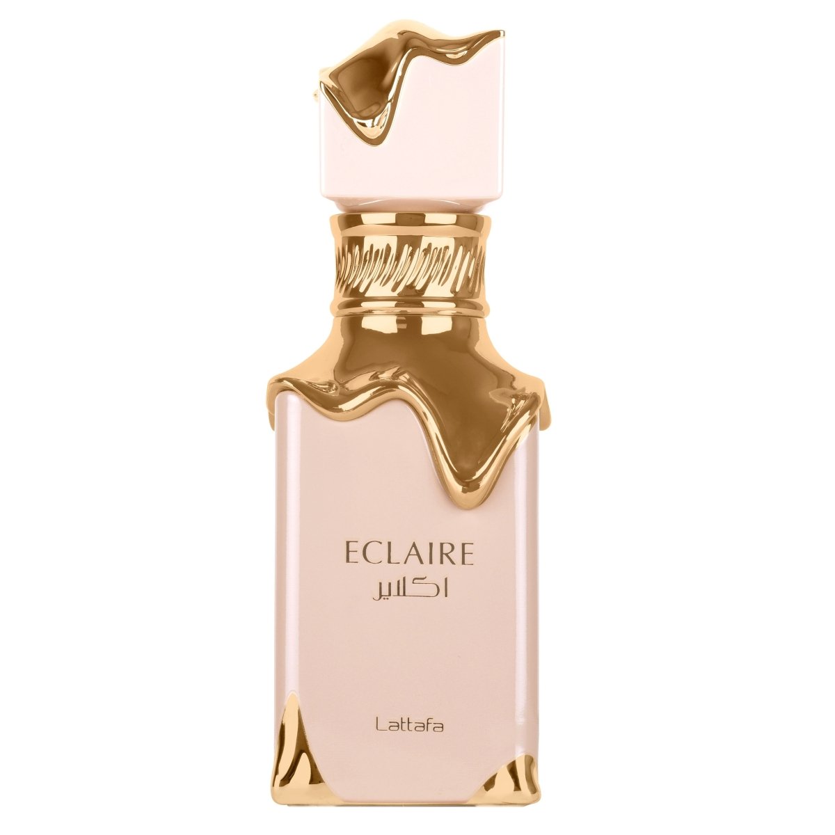 Lattafa Eclaire Eau de Parfum бутилка с гурме аромат, съдържаща карамел, мляко и цветни нотки.