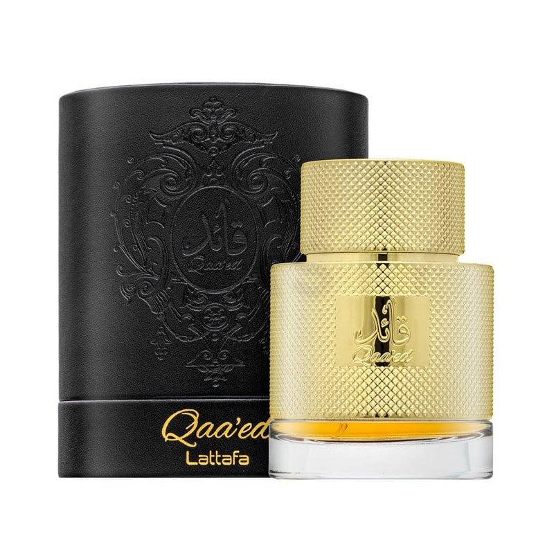 Латтафа Qaa`ed EDP с елегантна опаковка и златна бутилка, арабски парфюм с уникален аромат за мъже | Scentopia.bg