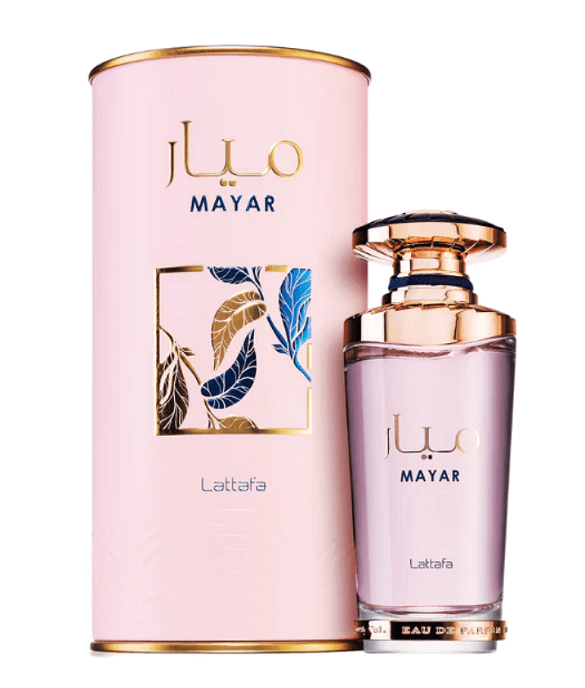 Lattafa Mayar Eau de Parfum 100 мл – дамски парфюм с плодово-флорална композиция и луксозна розова опаковка.