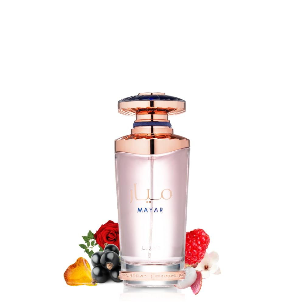 Lattafa Mayar Eau de Parfum 100 мл – дамски парфюм с плодово-флорална композиция и луксозна розова опаковка.